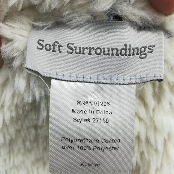 Soft Surroundings Open Front Faux Fur Lining Jacket Coat Size XL Exposed Zippers - Picture 9 of 9